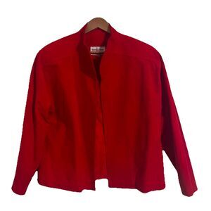 VTG Roth-Le Cover Red Cropped Blazer Ultra Suede Vegan Faux Size 16 US Made